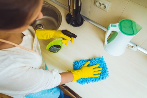 Local sofa cleaning service in Bermondsey treating a modern fabric couch