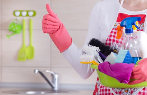 Supervisor inspecting cleaned areas to assess a complaint